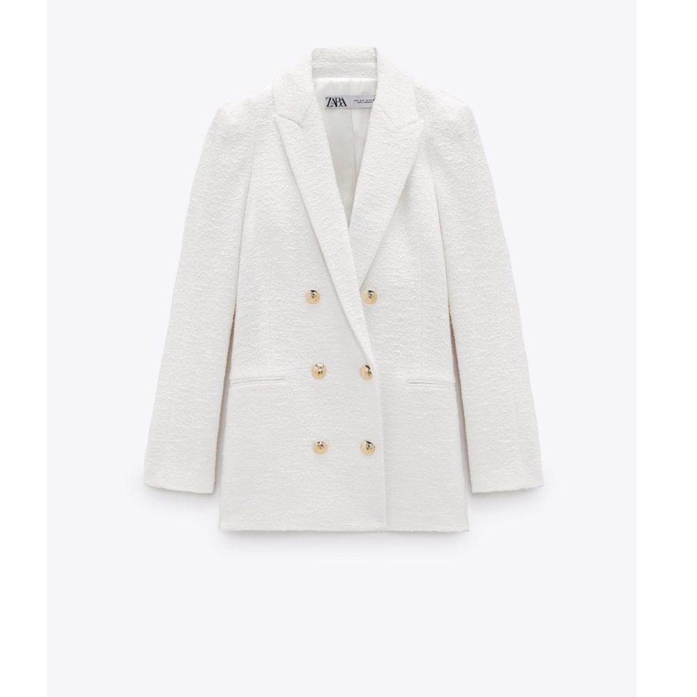 Zara Women's Ivory Textured Blazer
